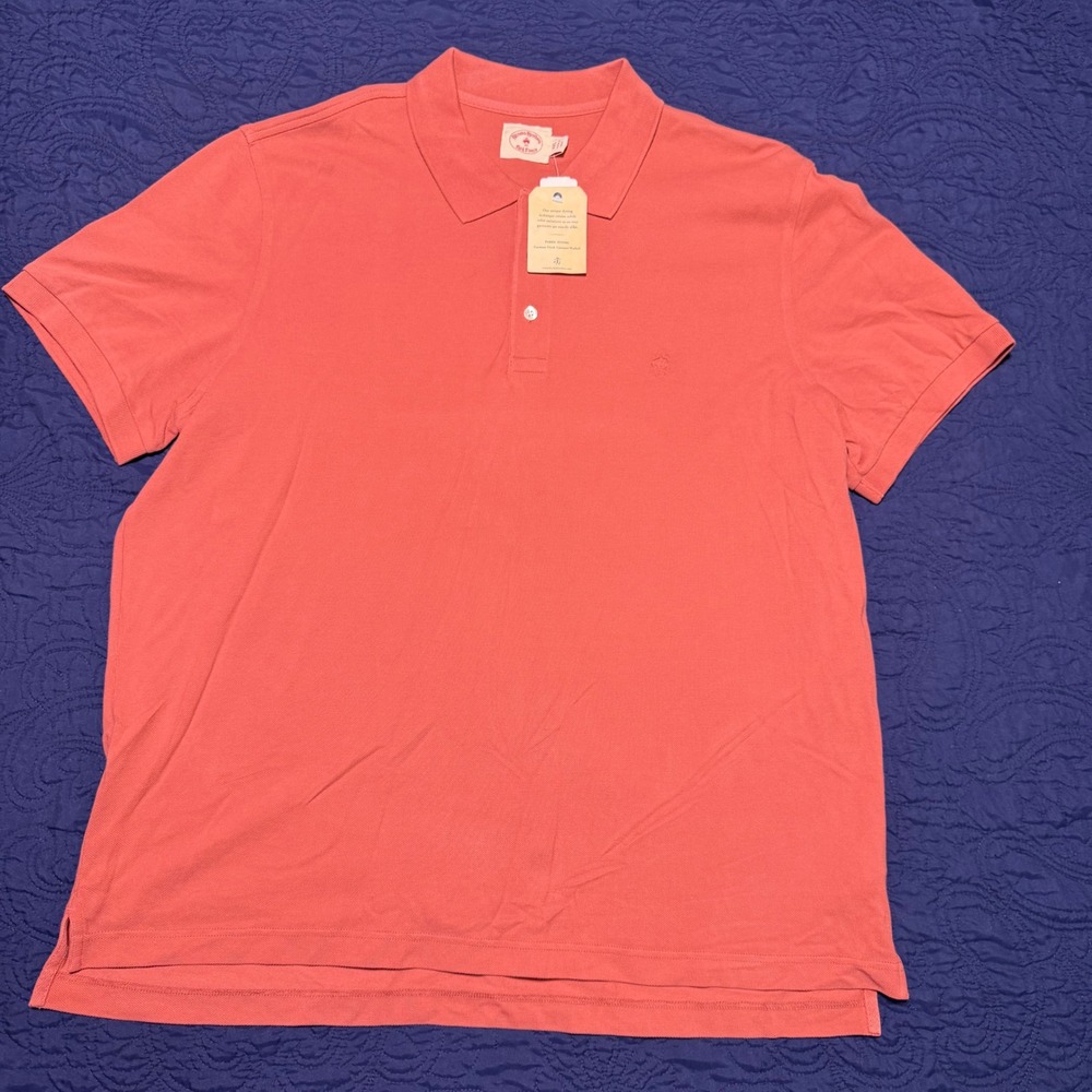 Brooks Brothers Red Fleece Mens XXL Coral Pink Garment Dyed Pique Polo Shirt NWT